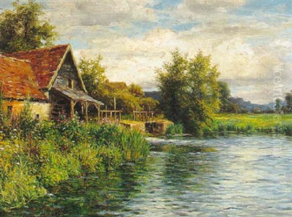 English Cottage By The Lake Oil Painting by Louis Aston Knight