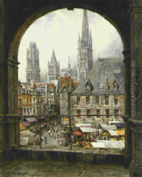 Market Place, Rouen Oil Painting by Louis Aston Knight