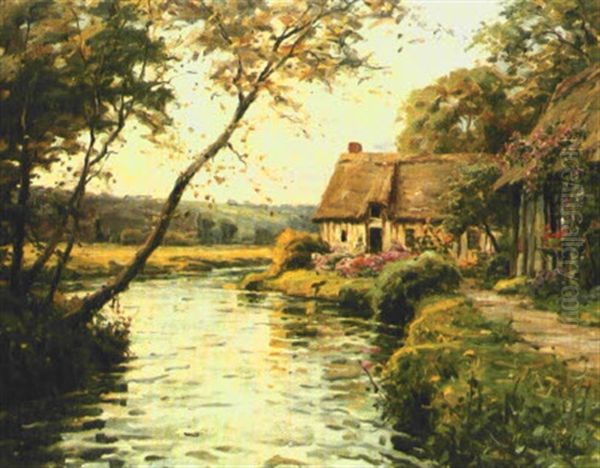 Cottages By A Stream Oil Painting by Louis Aston Knight