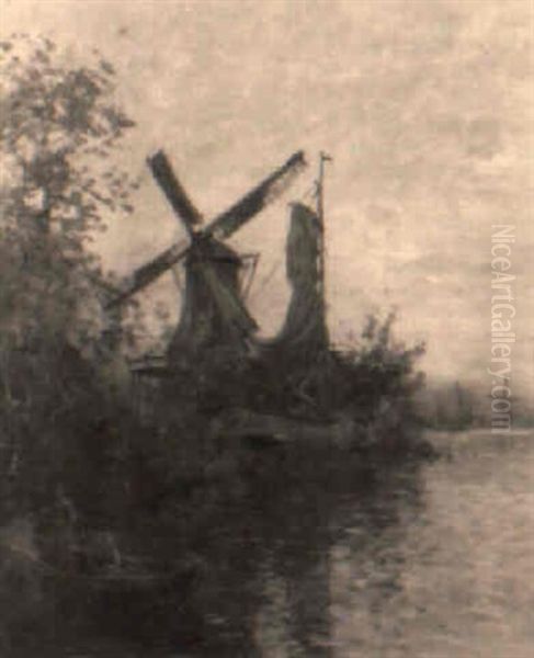 Moulin En Hollande Oil Painting by Louis Aston Knight