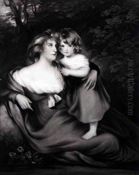 Mother And Daughter In Landscape Oil Painting by Joseph Boggs Beale