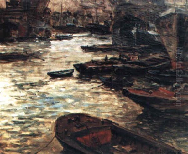 Bateau Dans Le Port Du Havre Oil Painting by Louis Aston Knight