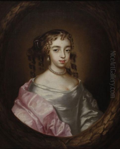 Portrait Of A Young Lady With Pearl Earrings And Necklace Oil Painting by Mary Beale