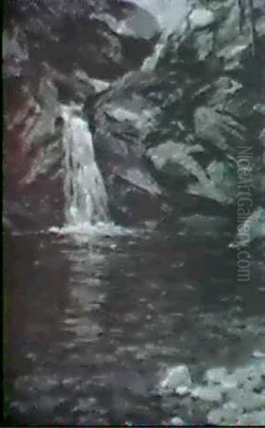 Waterfall And Pool Oil Painting by Louis Aston Knight