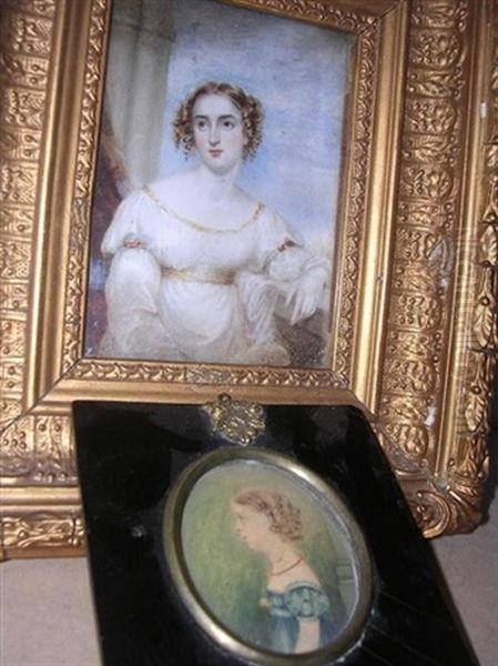 Portrait Of Mary Ann Bates (+ Portrait Of A Girl, Smllr; 2 Works) Oil Painting by Mary Anne Knight