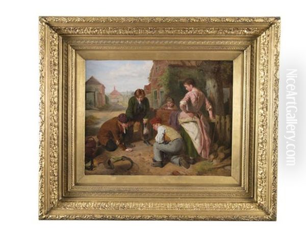 A Game Of Marbles Oil Painting by William Henry Knight