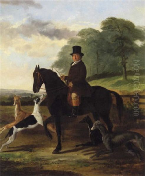 A Huntsman With His Greyhounds Oil Painting by William Henry Knight