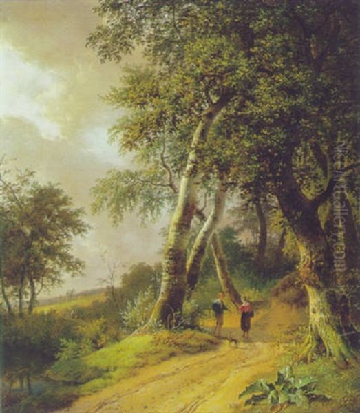 Mode I Skovens Udkant Oil Painting by William Henry Knight