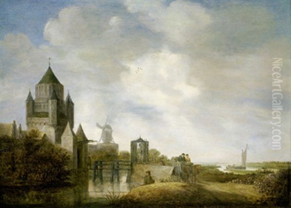 Blick Auf Die Klijne Houtpoort In Haarlem Oil Painting by Wouter Knijff