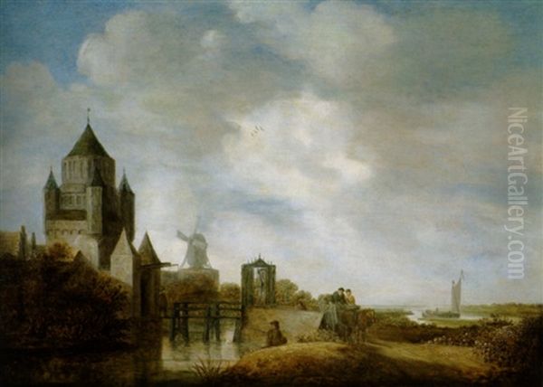 Blick Auf Die Klijne Houtpoort In Haarlem Oil Painting by Wouter Knijff