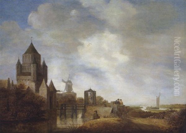 Blick Auf Die Klijne Houtpoort In Haarlem Oil Painting by Wouter Knijff