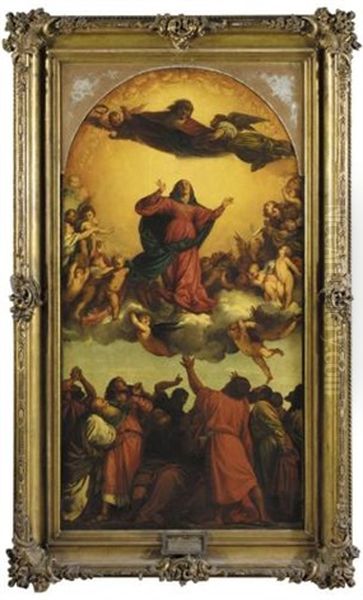 The Assumption Of The Virgin (+ The Martrydom Of St. Peter, Smaller; 2 Works After Titian) Oil Painting by Otto Knille