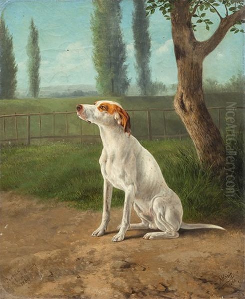 Landschaft Mit Englischem Jagdhund Oil Painting by August Knip