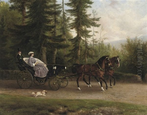 A Day Out Oil Painting by August Knip