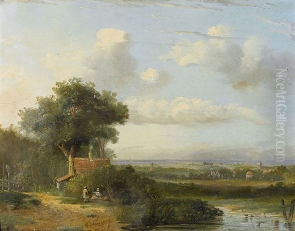 Weite Landschaft Mit Staffage by Hendrik Johannes Knip