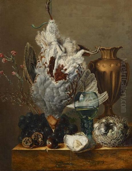 Stillleben Mit Erlegtem Vogel, Austern Und Vogelnest Oil Painting by Henriette Gertrude Knip