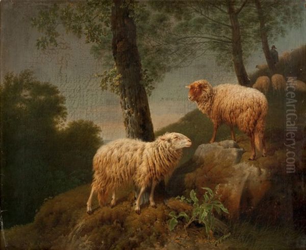 Moutons Dans Un Paysage Oil Painting by Joseph Augustus Knip