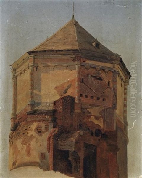 Studie Eines Campanile Oil Painting by Joseph Augustus Knip