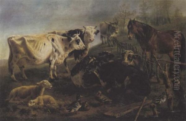 Pasture Pals Oil Painting by Joseph Augustus Knip