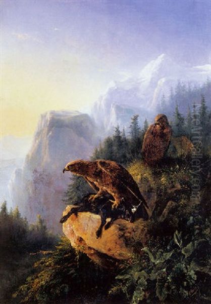 Aigles Et Chevreau Oil Painting by Joseph Augustus Knip