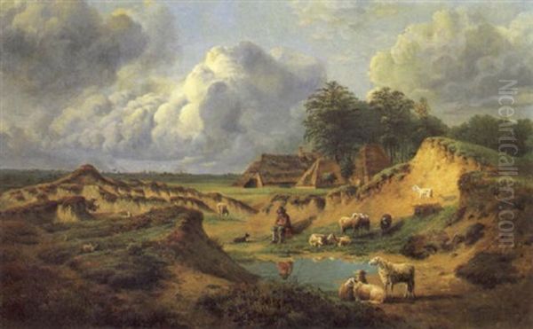 Rast Der Schafherde Oil Painting by Joseph Augustus Knip