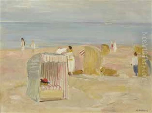 Strandszene Oil Painting by Alfred Knispel