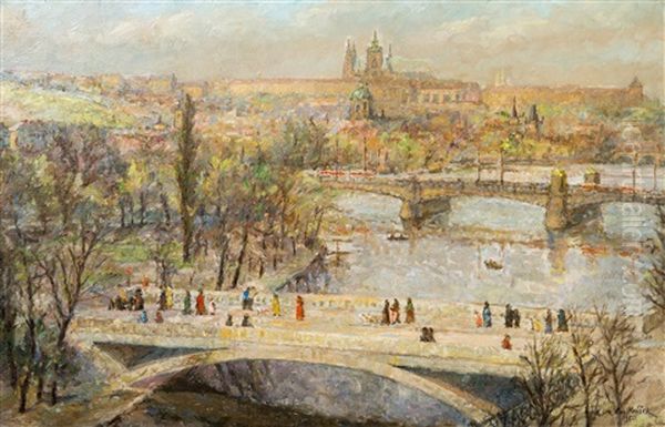 Spring In Prague Oil Painting by Emanuel Knizek