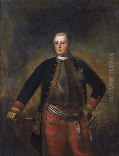 Portrait Of King Friedrich Wilhelm I Of Prussia Oil Painting by Georg Wenzeslaus Von Knobelsdorff