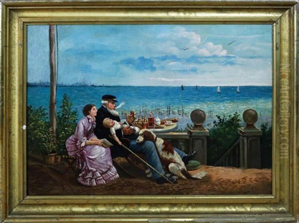 Untitled (a Seaman And His Family) Oil Painting by August Hermann Knoop