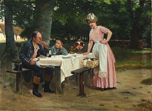 Family Outing Oil Painting by August Hermann Knoop