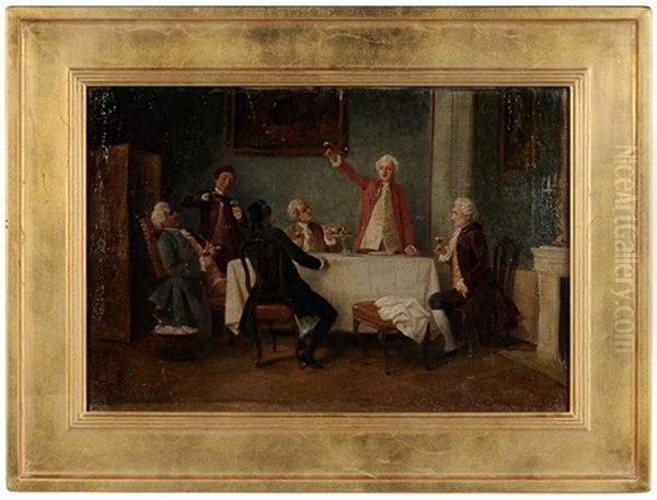 A Toast Oil Painting by August Hermann Knoop