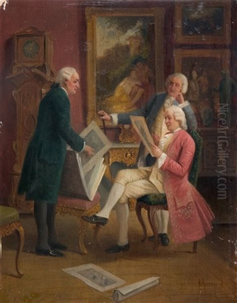 The Art Connoisseurs Oil Painting by August Hermann Knoop