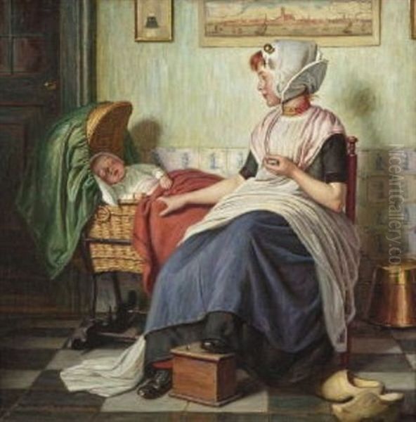 Mutter Mit Kind In Der Stube Oil Painting by Hermann Knopf