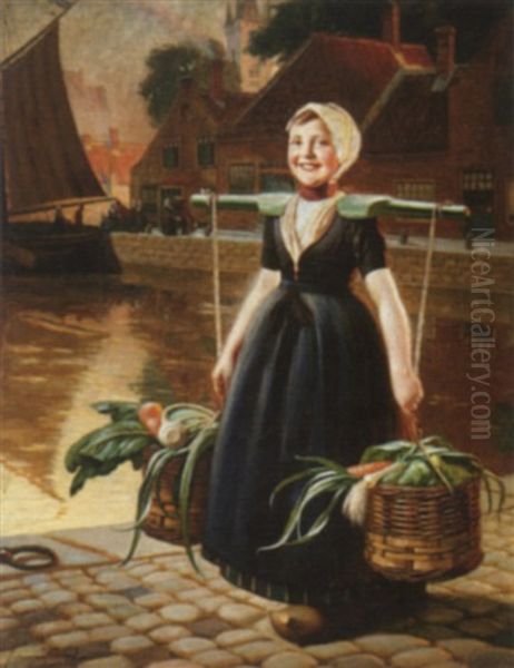 Woman Returning From Market Oil Painting by Hermann Knopf