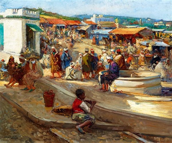 Oriental Market Oil Painting by Imre Knopp