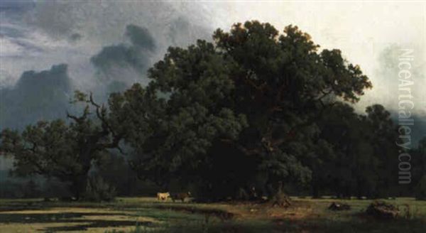 Weidevieh Am Seeufer Oil Painting by Hugo Knorr