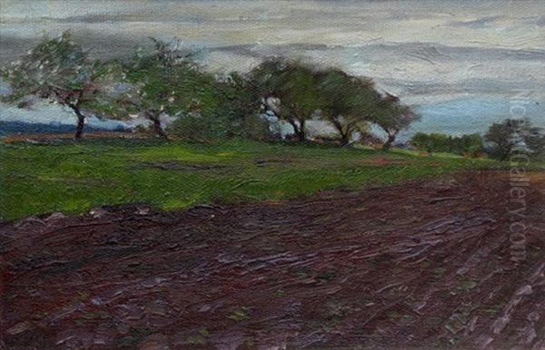 Spring Blossoms And Tilled Soil Oil Painting by Elizabeth Annie Mcgillivray Knowles