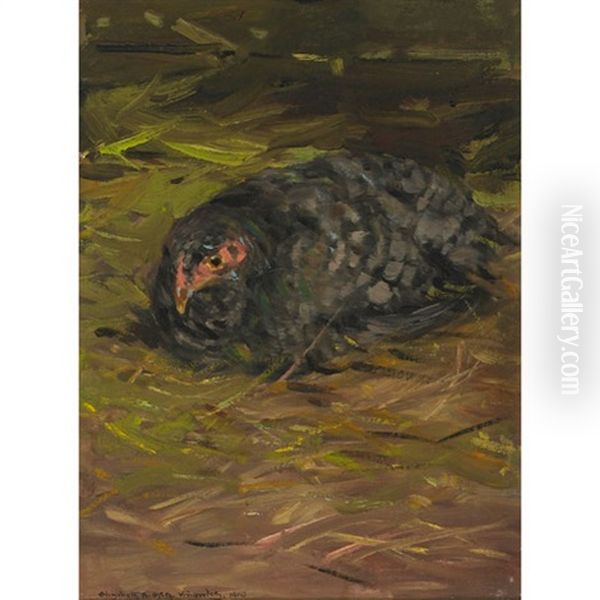 Resting Bird Oil Painting by Elizabeth Annie Mcgillivray Knowles