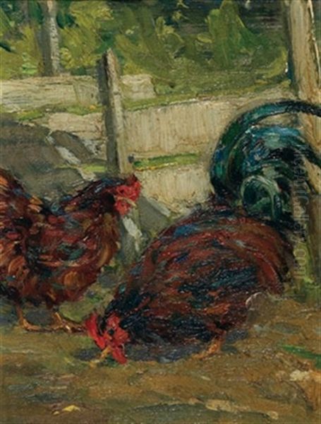 The Greedy Cock Oil Painting by Elizabeth Annie Mcgillivray Knowles