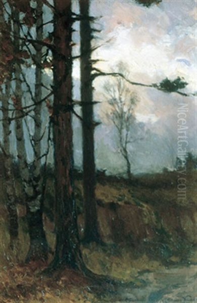 Edge Of The Forest, Sunset Oil Painting by Elizabeth Annie Mcgillivray Knowles