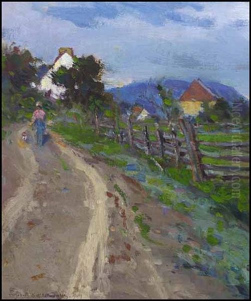 On The Beaupre Road, Quebec Oil Painting by Elizabeth Annie Mcgillivray Knowles