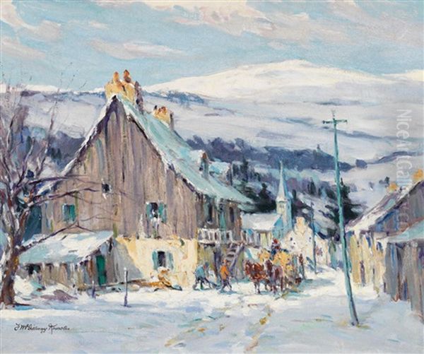 Village In Winter Oil Painting by Farquhar McGillivray Strachen Knowles