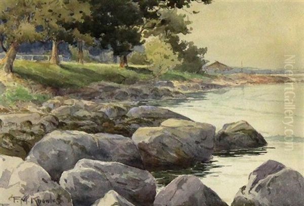 Landscape With Rocky Shoreline Oil Painting by Farquhar McGillivray Strachen Knowles