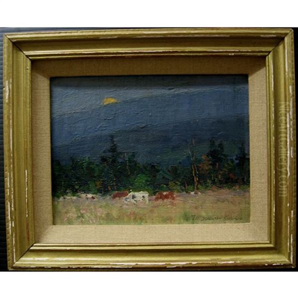 Cattle Grazing In Evening Oil Painting by Farquhar McGillivray Strachen Knowles