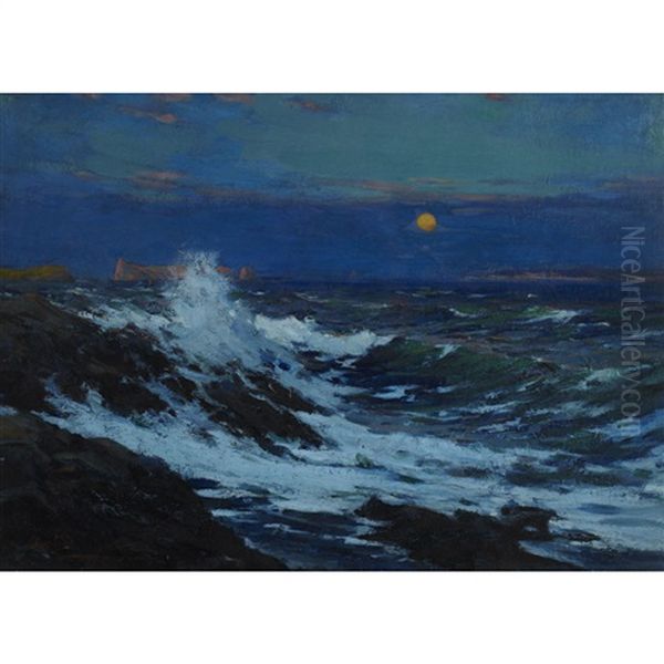 Gaspe Moonlight Oil Painting by Farquhar McGillivray Strachen Knowles