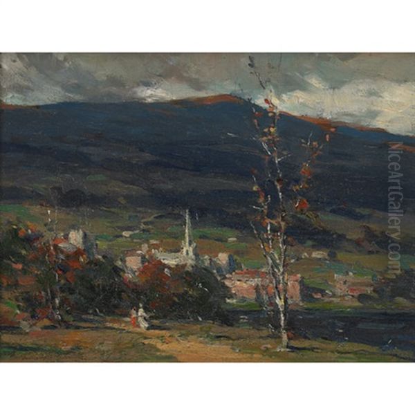 View Of A Village Oil Painting by Farquhar McGillivray Strachen Knowles