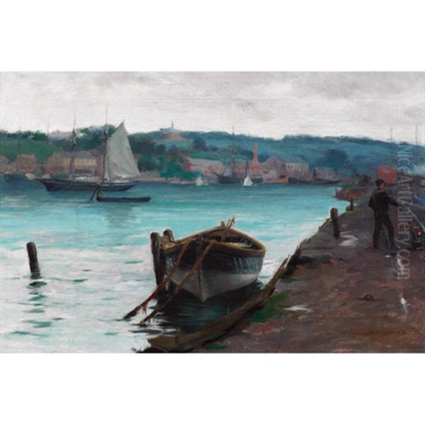 The River Esk, Whitby, Uk Oil Painting by Farquhar McGillivray Strachen Knowles