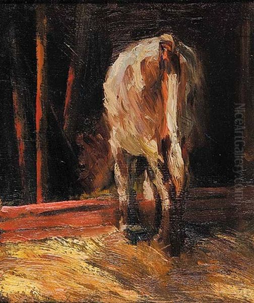 Untitled - Cow Feeding (study) Oil Painting by Farquhar McGillivray Strachen Knowles