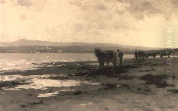 Picking Up Seaweed Oil Painting by Farquhar McGillivray Strachen Knowles