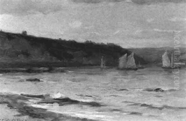 Coastal Scene With Sailboats Oil Painting by Farquhar McGillivray Strachen Knowles